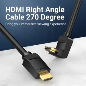 Кабель HDMI M - M, 1.0м, V2.0, 4K 60Гц, кут 270°, PVC, чорний Vention (AAQBF) UA