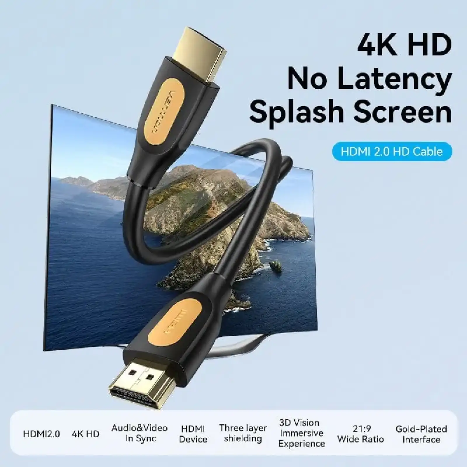 Кабель HDMI M - M, 10.0 м, V2.0, 4K 60Гц PVC чорний Vention (ALIBL) UA