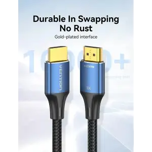 Кабель HDMI M - M, 1.5 м, V2.1, 8K 60Гц обплетення, синій, Aluminum Alloy Type Vention (ALGLG) UA