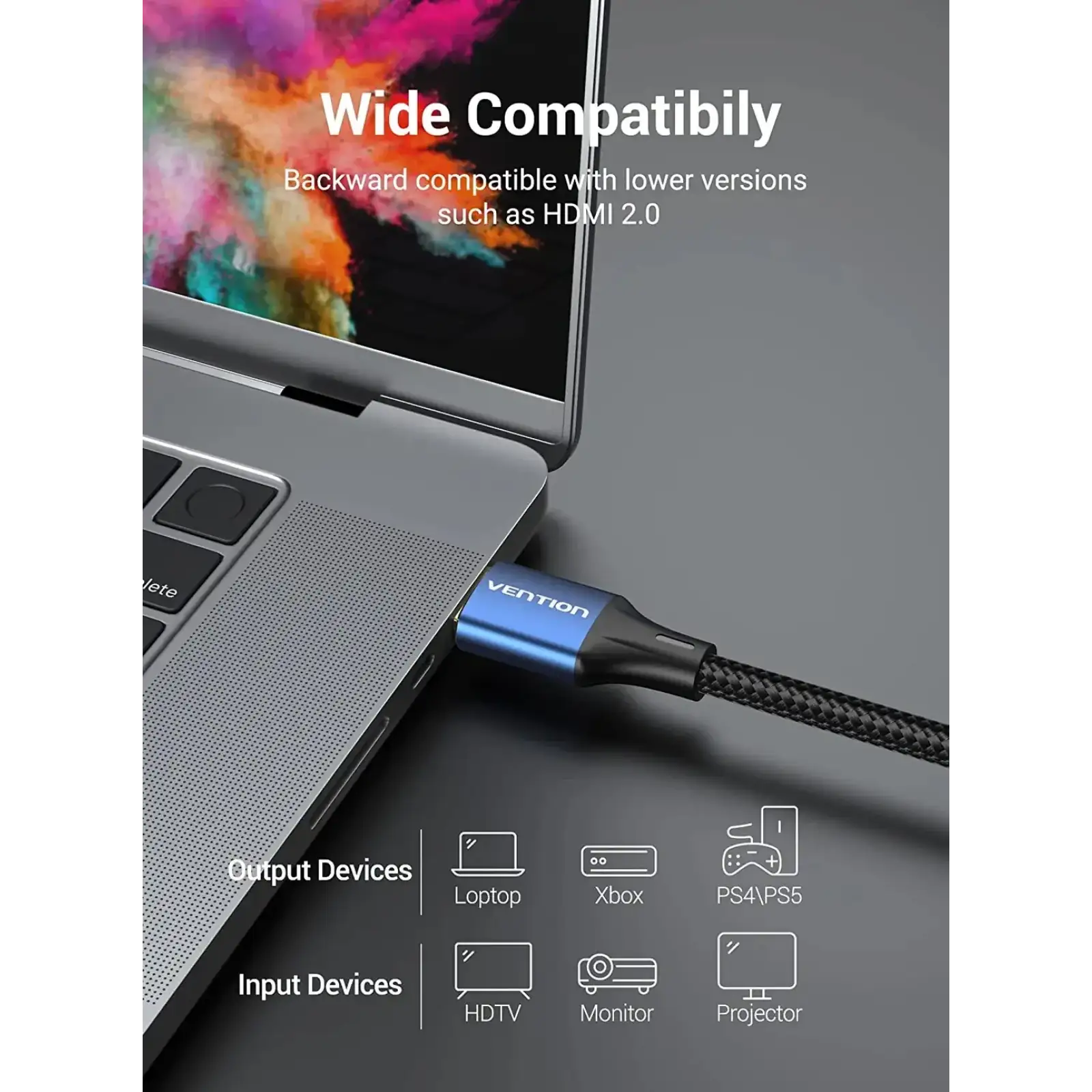 Кабель HDMI M - M, 1.5 м, V2.1, 8K 60Гц обплетення, синій, Aluminum Alloy Type Vention (ALGLG) UA