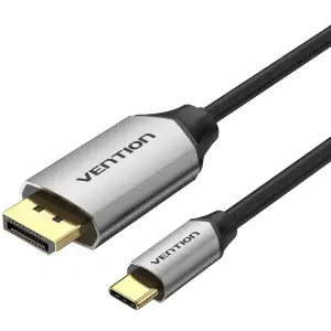Кабель USB 3.1 Type-C M - DisplayPort M, 1.0м v.1.4 4K60Hz Aluminum Alloy чорний Vention (CGZBF) UA