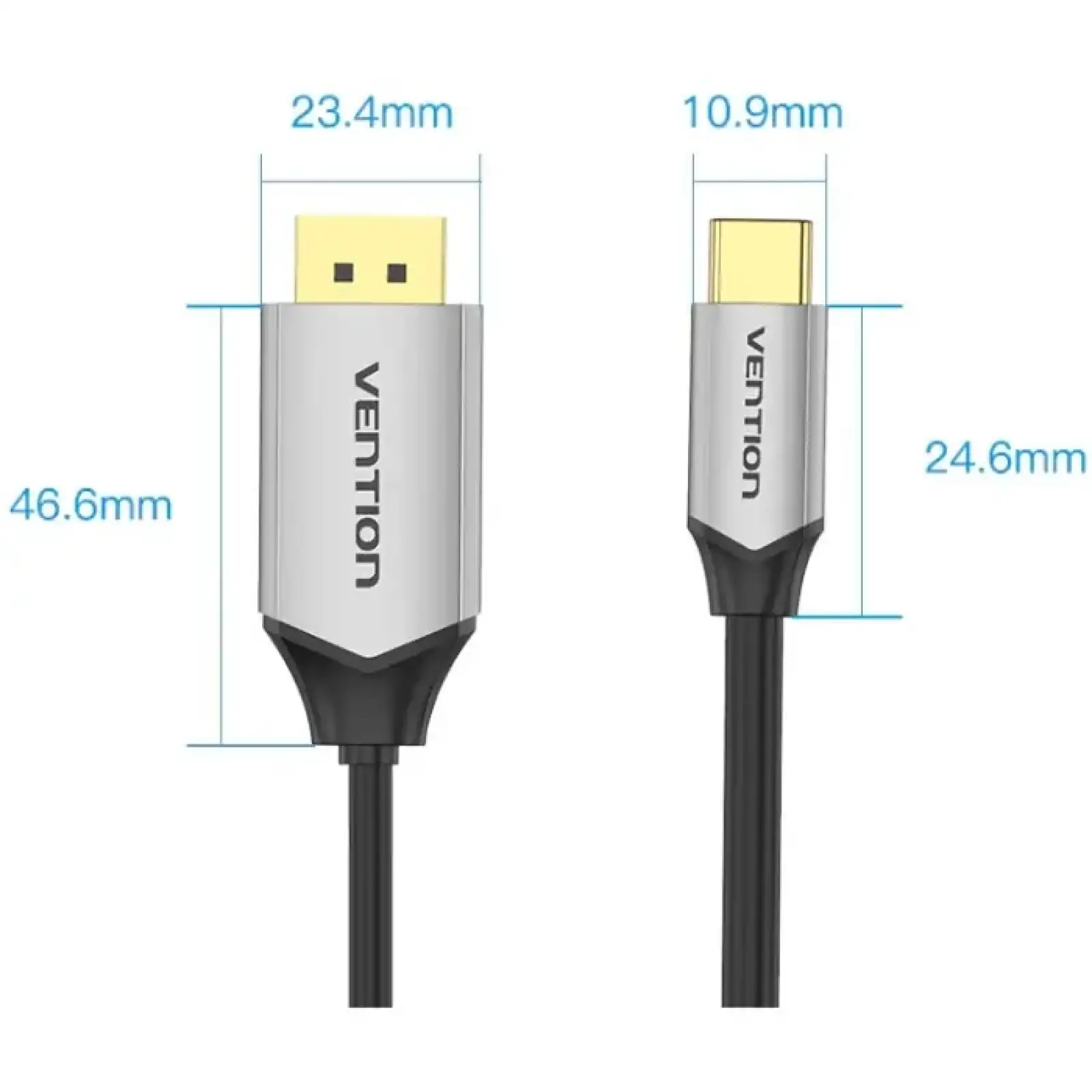 Кабель USB 3.1 Type-C M - DisplayPort M, 1.0м v.1.4 4K60Hz Aluminum Alloy чорний Vention (CGZBF) UA