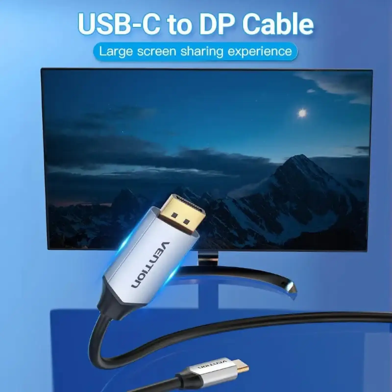 Кабель USB 3.1 Type-C M - DisplayPort M, 1.0м v.1.4 4K60Hz Aluminum Alloy чорний Vention (CGZBF) UA