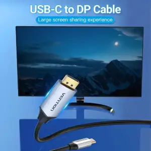 Кабель USB 3.1 Type-C M - DisplayPort M, 1.0м v.1.4 4K60Hz Aluminum Alloy чорний Vention (CGZBF) UA