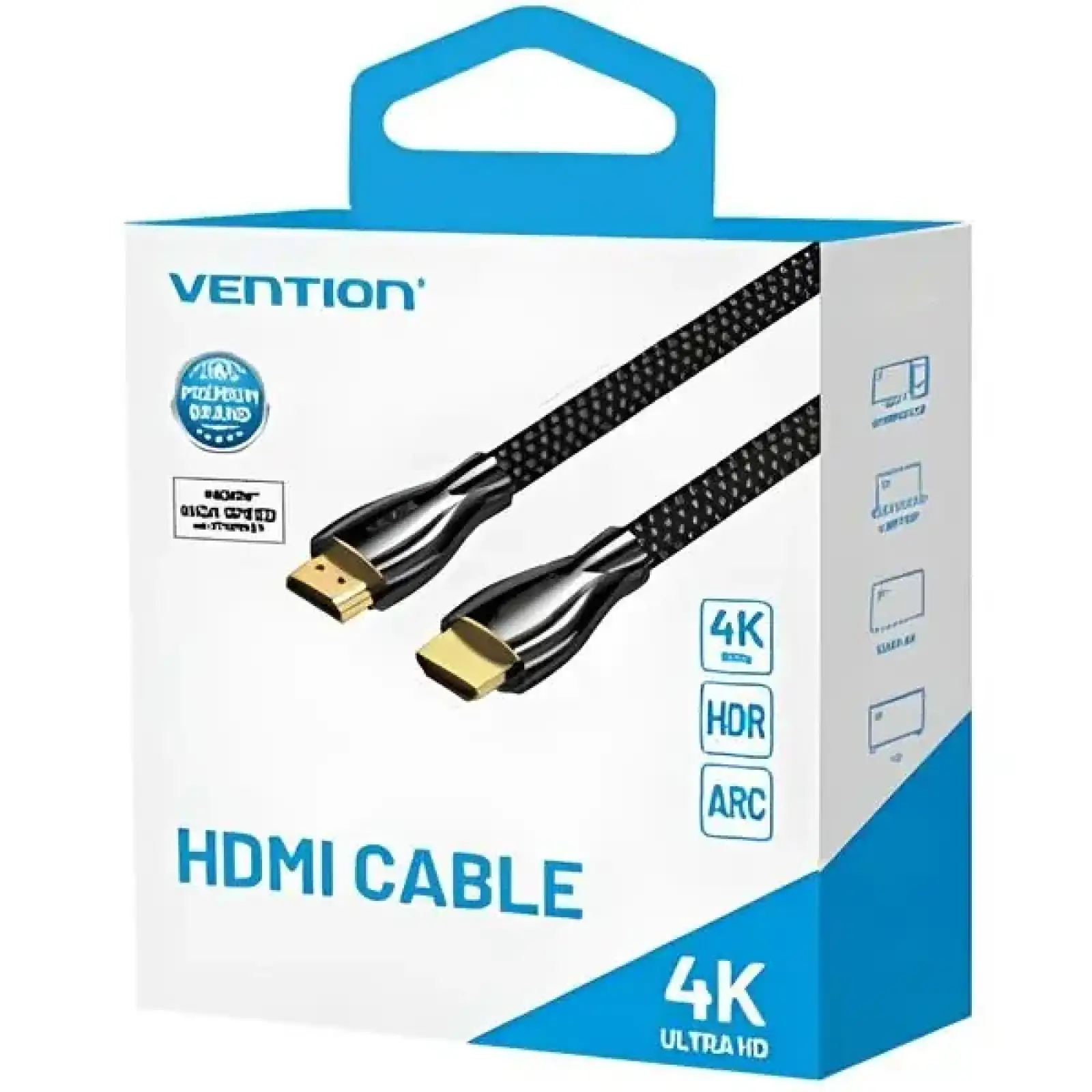Кабель HDMI M - M, 5.0 м, V2.0, 4K 60Гц, обплетення, Zinc Alloy Type чорний Vention (ALMBJ) UA