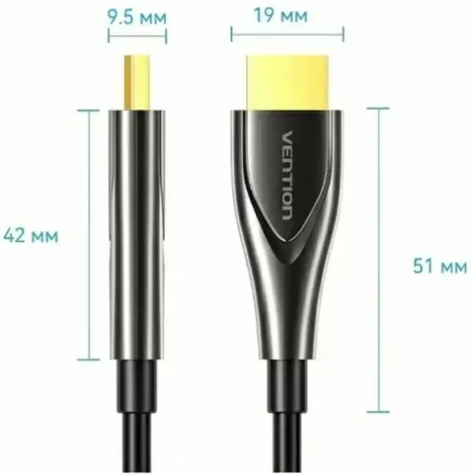 Кабель HDMI M - M, 60.0м, V2.0, Optical 4K 60Гц Black Zinc Alloy Vention (ALSBAE) UA