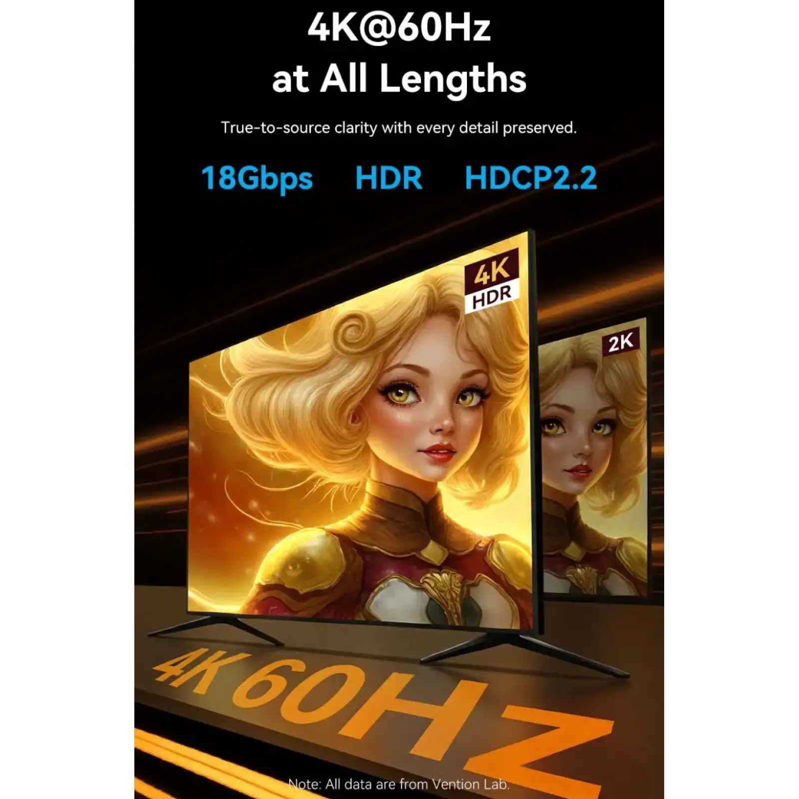 Кабель HDMI M - M, 60.0м, V2.0, Optical 4K 60Гц Black Zinc Alloy Vention (ALSBAE) UA