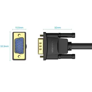 Кабель VGA 15M-15M, 1.5 м, з ферритами, чорний Vention (DAEBG) UA