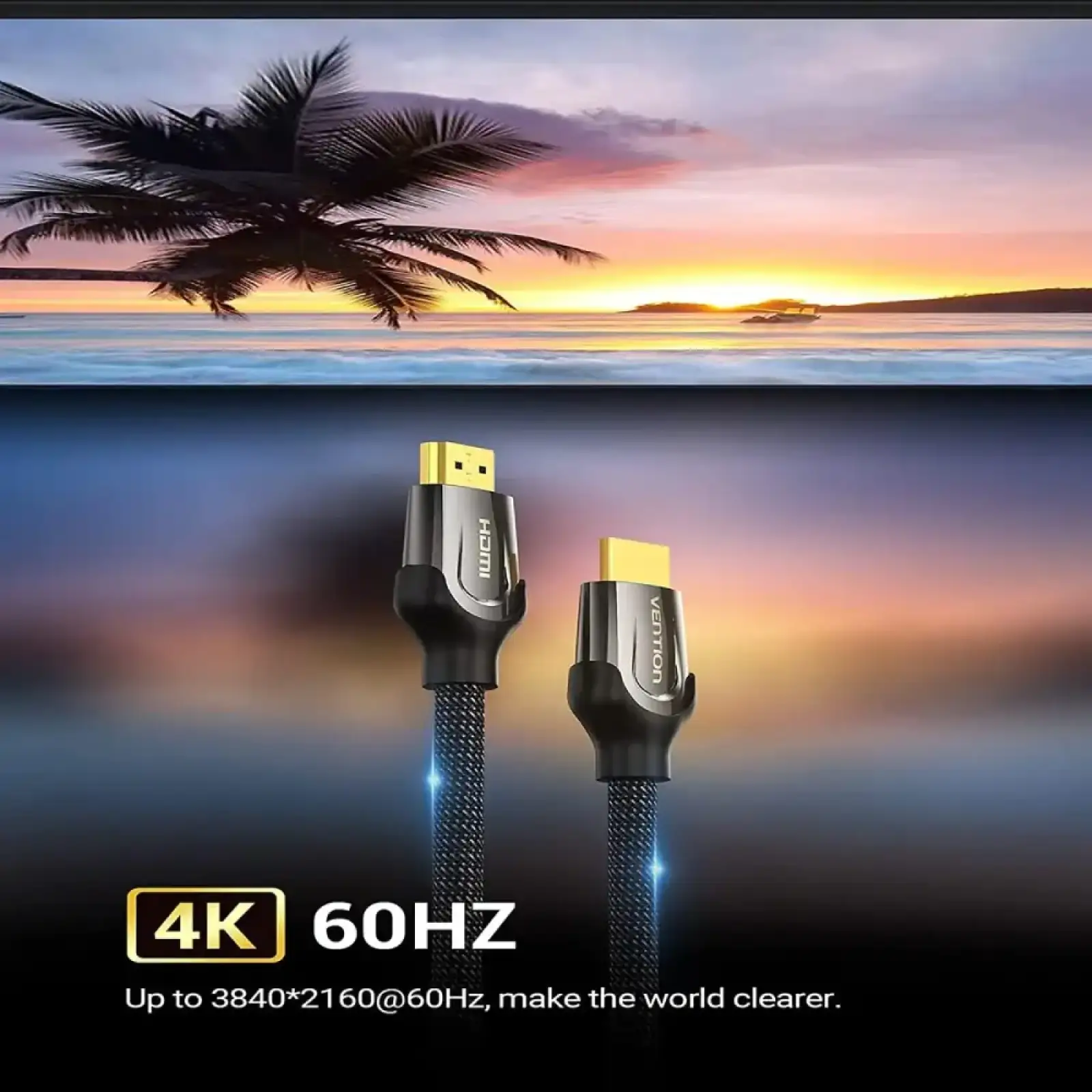 Кабель HDMI M - M, 3.0 м, V2.0, 4K 60Гц, обплетення, Zinc Alloy Type чорний Vention (VAA-B05-B300) UA