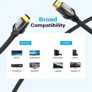 Кабель HDMI M - M, 3.0 м, V2.0, 4K 60Гц, обплетення, Zinc Alloy Type чорний Vention (VAA-B05-B300) UA