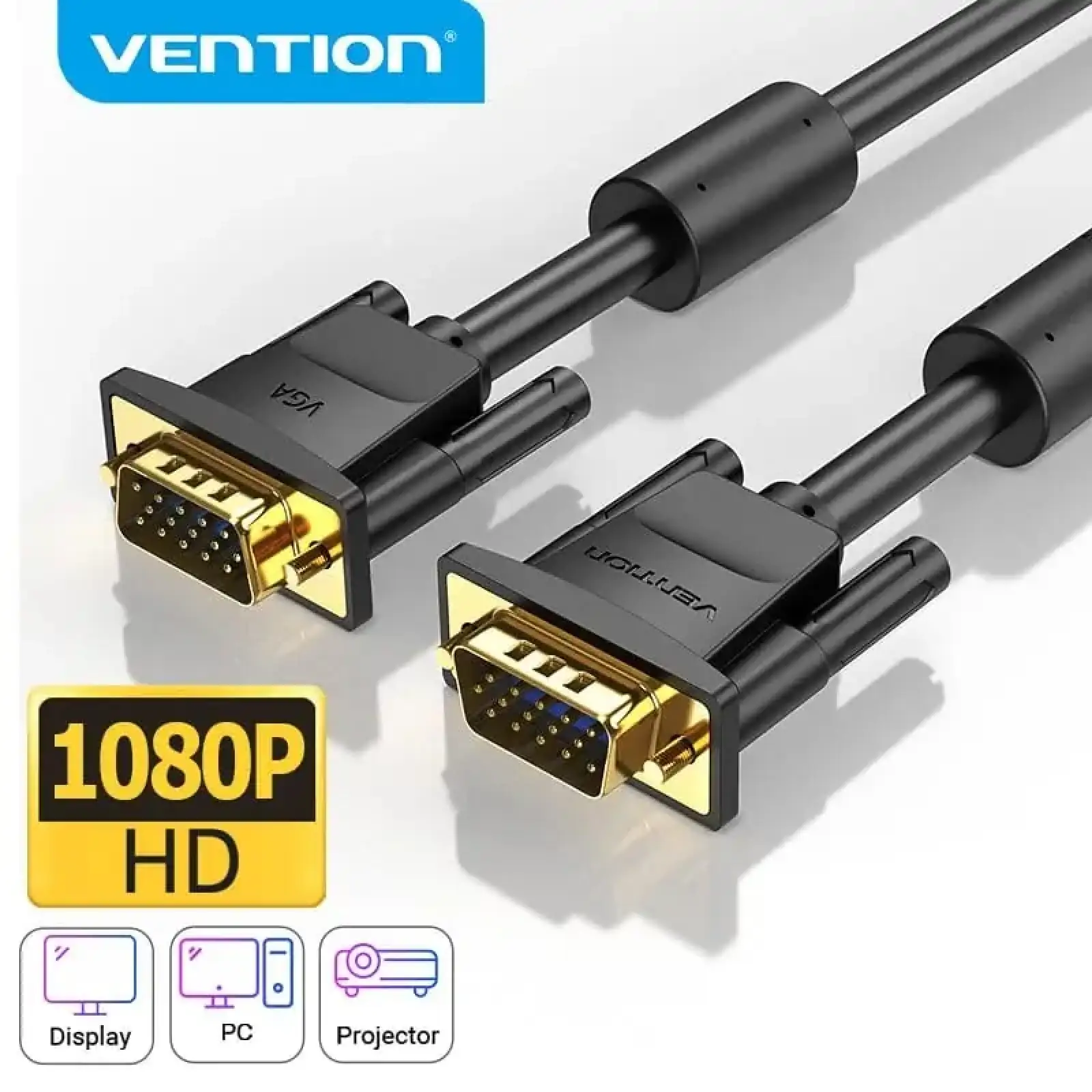 Кабель VGA 15M-15M, 5.0 м, з ферритами, чорний Vention (DAEBJ) UA