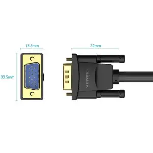 Кабель VGA 15M-15M, 25.0 м, з ферритами, чорний Vention (DAEBS) UA