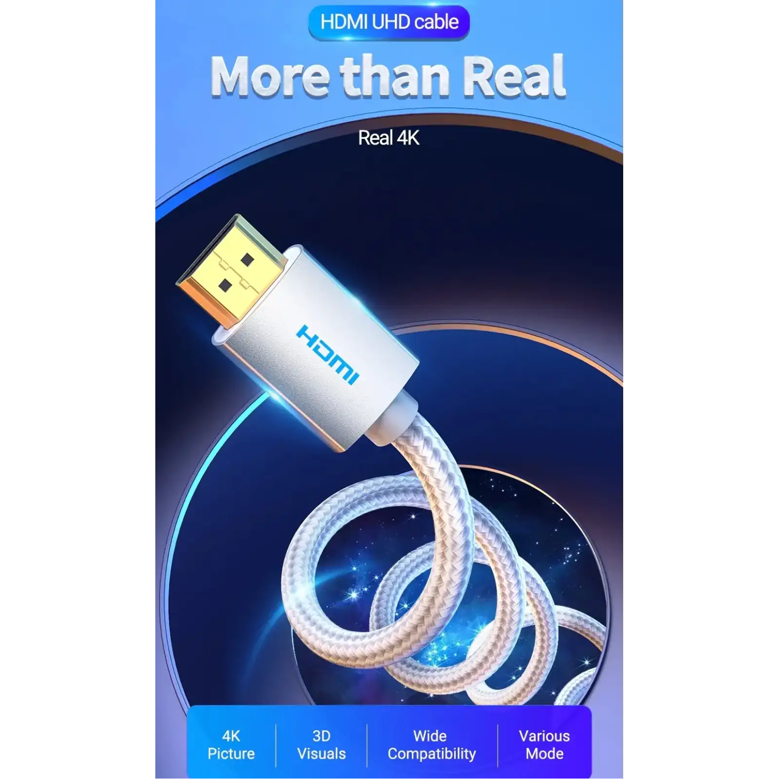 Кабель HDMI M - M, 5.0м, V2.1, 4K 60Гц, обплетення, Aluminum Alloy Type сірий Vention (AABIJ) UA