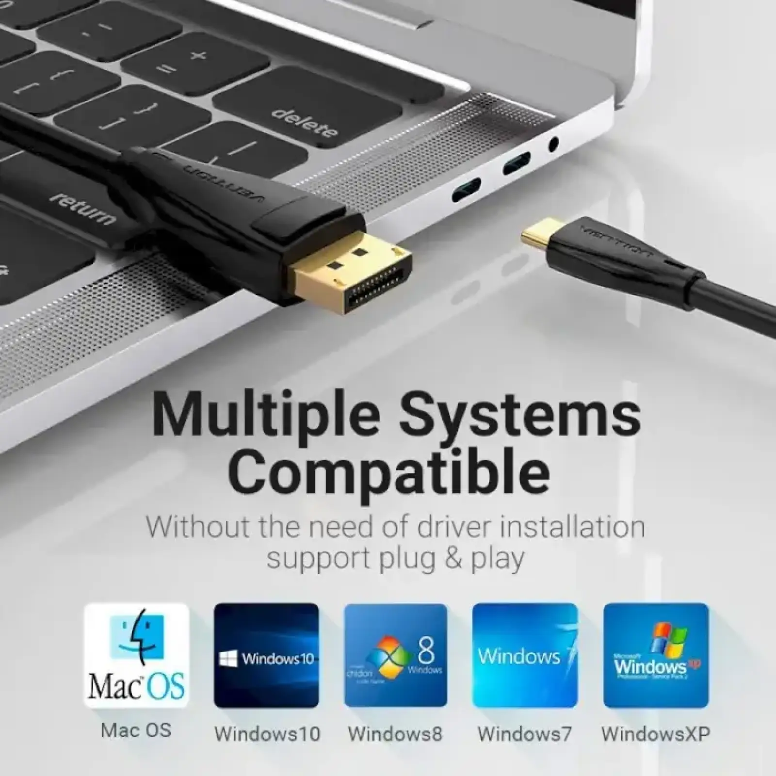 Кабель USB 3.1 Type-C M - DisplayPort M, 2.0м v.1.4 8K60Hz Aluminum Alloy чорний Vention (CGYBH) UA
