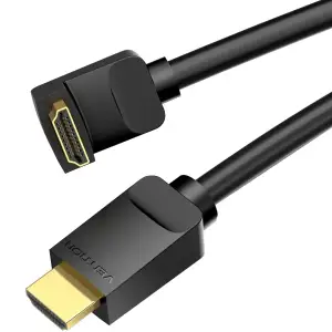 Кабель HDMI M - M, 1.5м, V2.0, 4K 60Гц, кут 270°, PVC, чорний Vention (AAQBG) UA