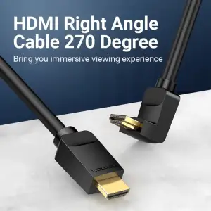 Кабель HDMI M - M, 1.5м, V2.0, 4K 60Гц, кут 270°, PVC, чорний Vention (AAQBG) UA