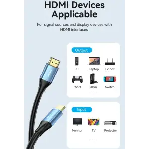 Кабель HDMI M - M, 8.0 м, V2.0, 4K 60Гц Aluminum alloy синій Vention (ALHSK) UA
