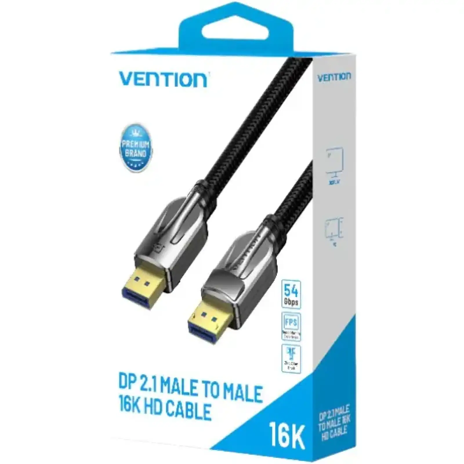 Кабель DisplayPort M - M 1.0м,V2.1, 16K 30 Гц, обплетення, чорний Vention (HGABF) UA