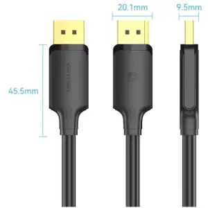 Кабель DisplayPort M - M 1.0 м, V1.2, 4K 60Hz, двонаправлений, чорний, Vention (HAKBF) UA