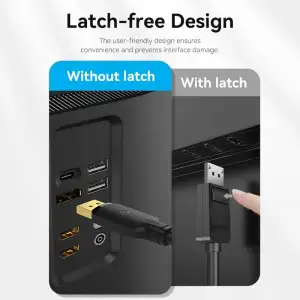 Кабель DisplayPort M - M 1.0 м, V1.2, 4K 60Hz, двонаправлений, чорний, Vention (HAKBF) UA