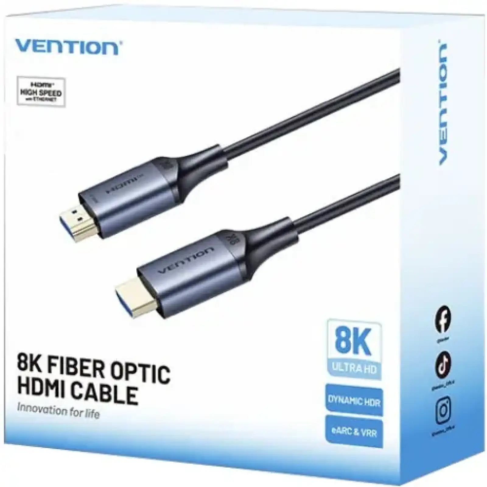 Кабель HDMI M - M, 30.0м, V2.1, Optical 8K 60Гц 48Gbps Aluminum Alloy, сірий Vention (ALTHT) UA
