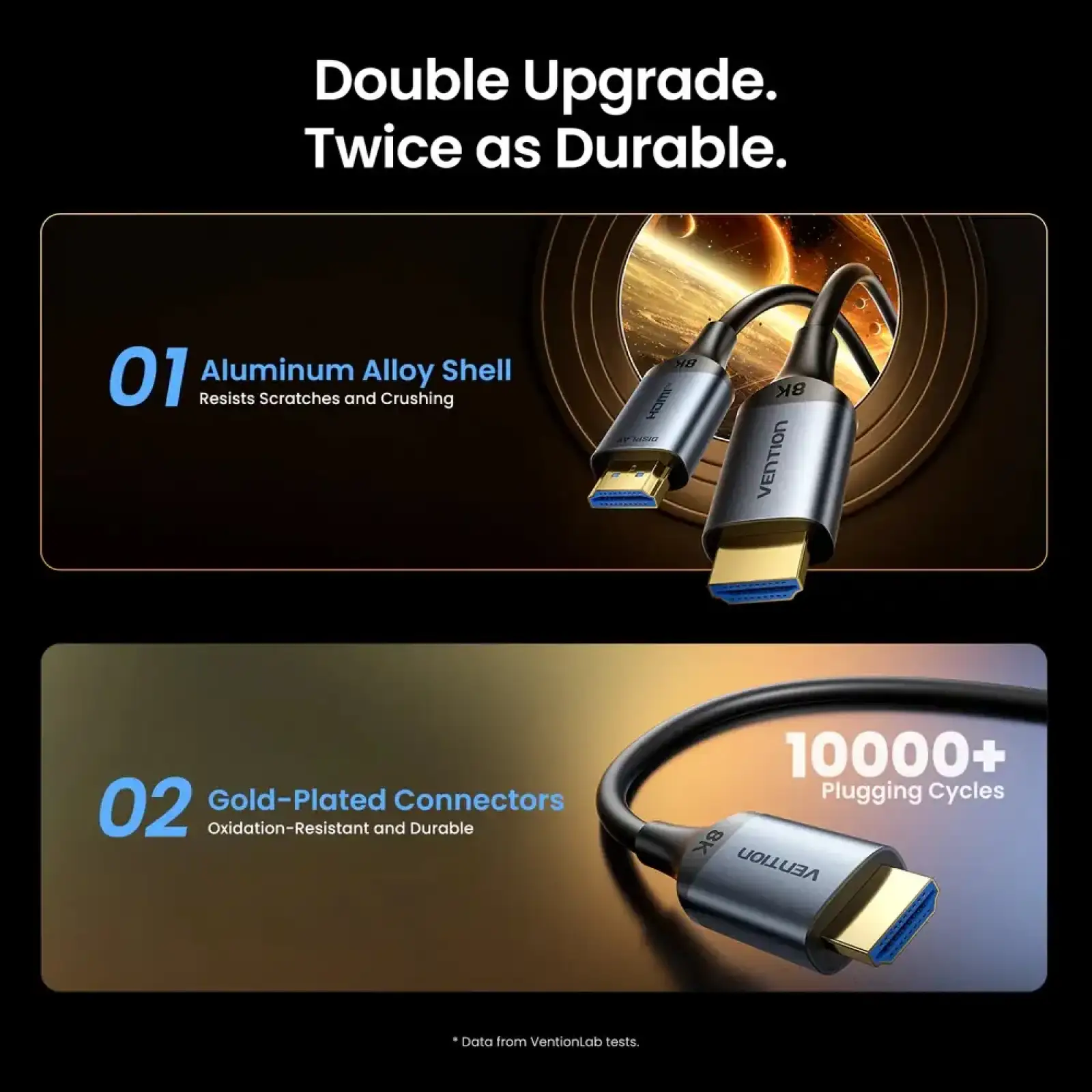 Кабель HDMI M - M, 30.0м, V2.1, Optical 8K 60Гц 48Gbps Aluminum Alloy, сірий Vention (ALTHT) UA