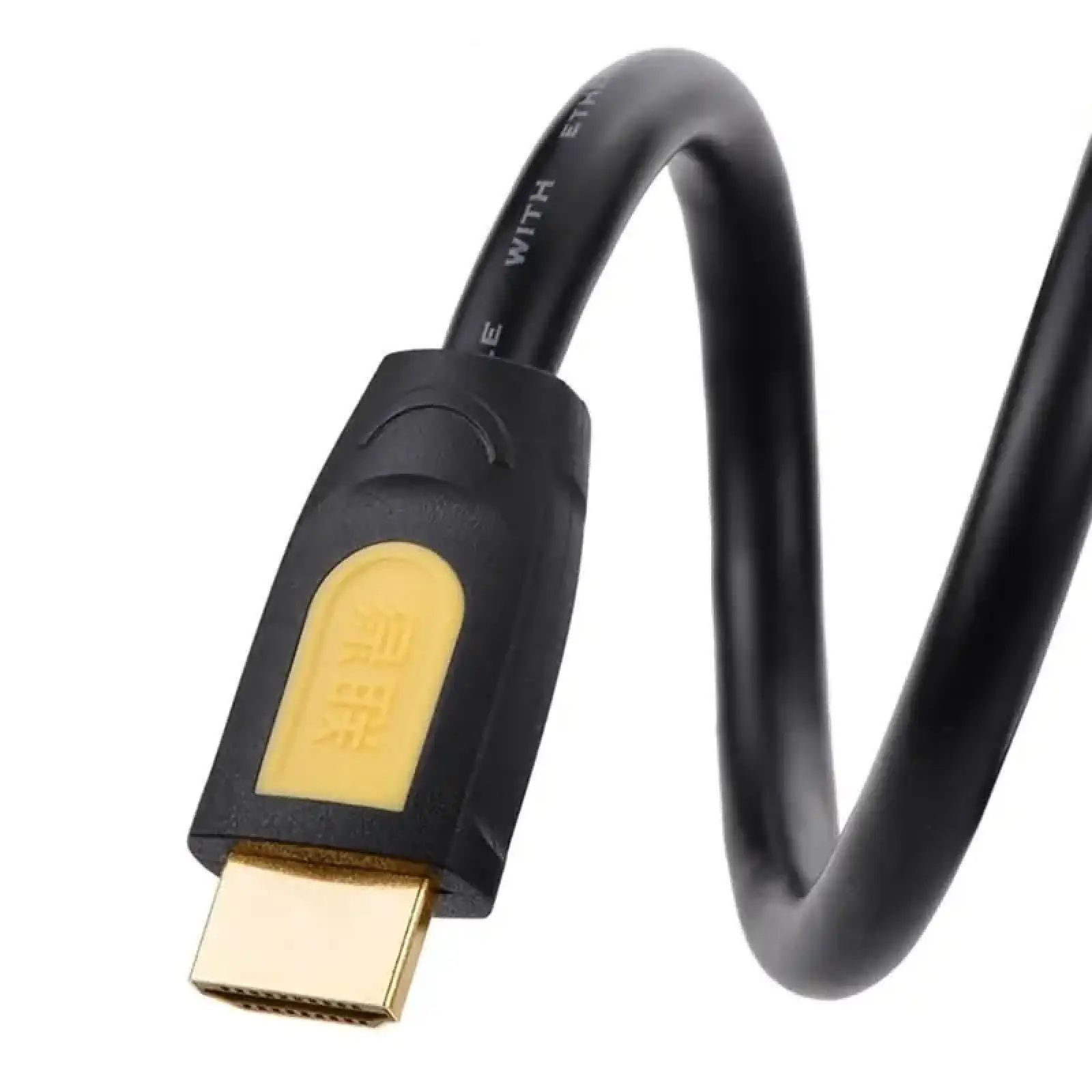 Кабель HDMI M - M, 5.0 м, V1.4 Round Cable 4K, HD101 UGREEN Чорний+Жовтий (10167) UA