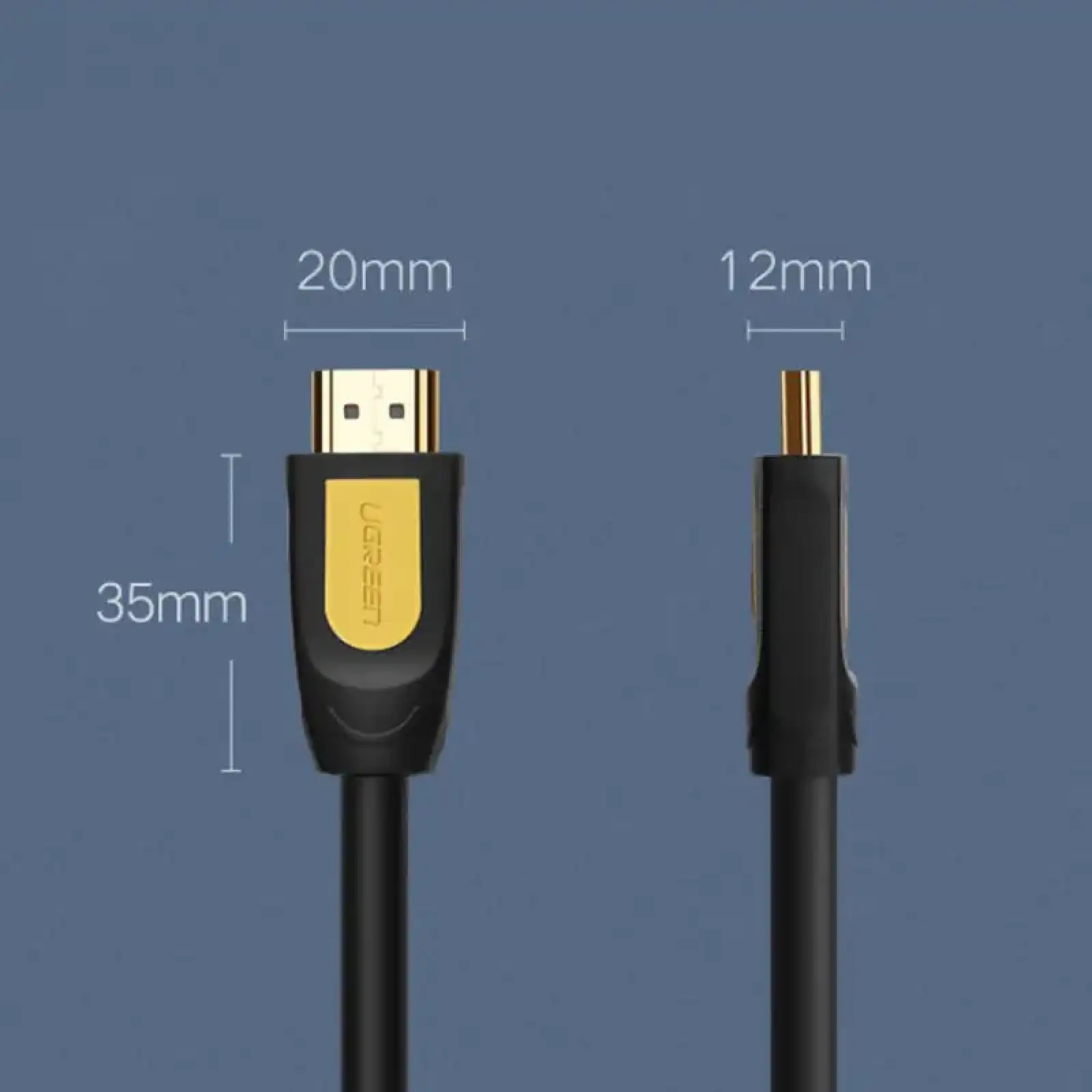 Кабель HDMI M - M, 5.0 м, V1.4 Round Cable 4K, HD101 UGREEN Чорний+Жовтий (10167) UA