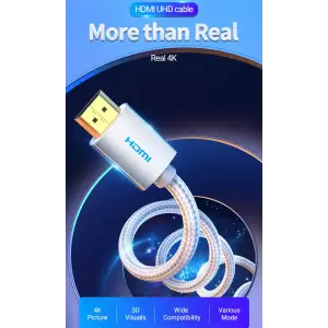 Кабель HDMI M - M, 2.0м, V2.0, 4K 60Гц, обплетення, Silver Metal Type Vention (AABIH) UA