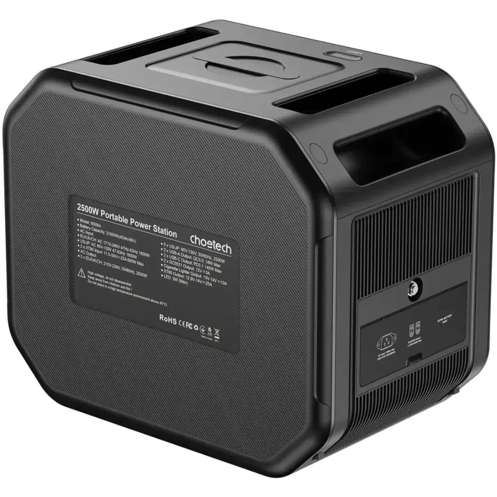 Зарядна станція Choetech BS064 2500Вт (2160Вт/г) AC,LiFePo4,MPPT, UPS, PD 140 Вт (BS064-EU-BK) UA