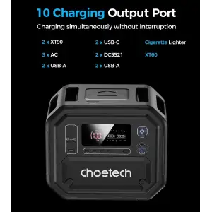 Зарядна станція Choetech BS064 2500Вт (2160Вт/г) AC,LiFePo4,MPPT, UPS, PD 140 Вт (BS064-EU-BK) UA