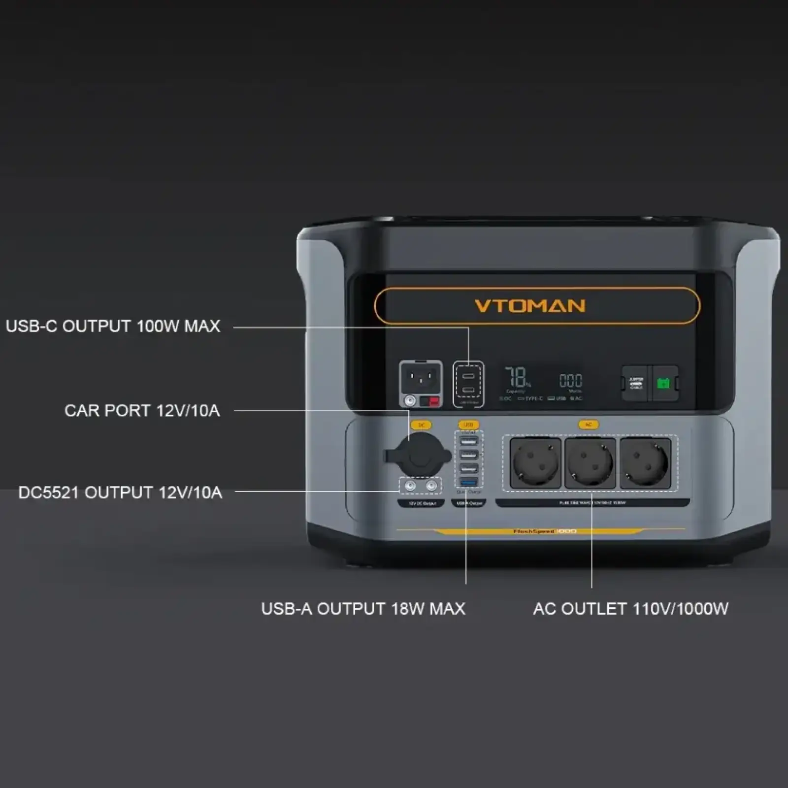 Зарядна станція Vtoman FlashSpeed 1000 PB-85 (DE-FS1000-B) UA