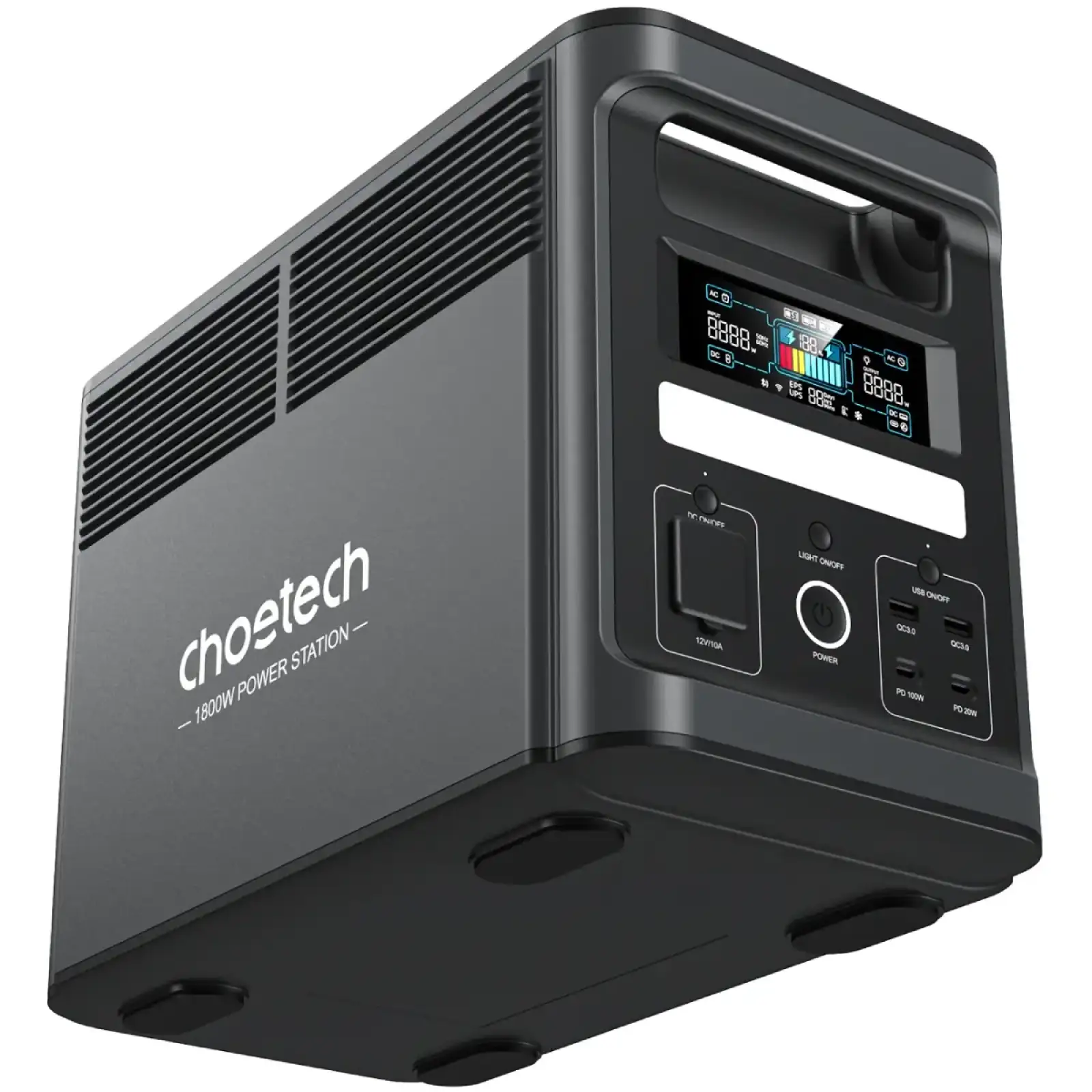 Зарядна станція Choetech BS065 1800Вт (1536Вт/г) AC,LiFePo4,MPPT, UPS, USB-C PD100 Вт (BS065-EU-BK) UA