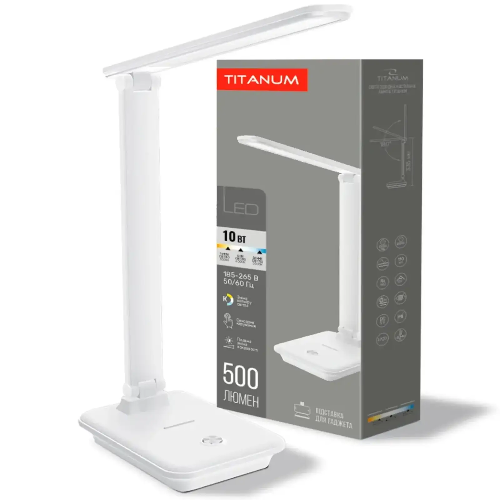 LED лампа настільна TITANUM TLTF-009W 10W 3000-6500K 220V (25907) UA