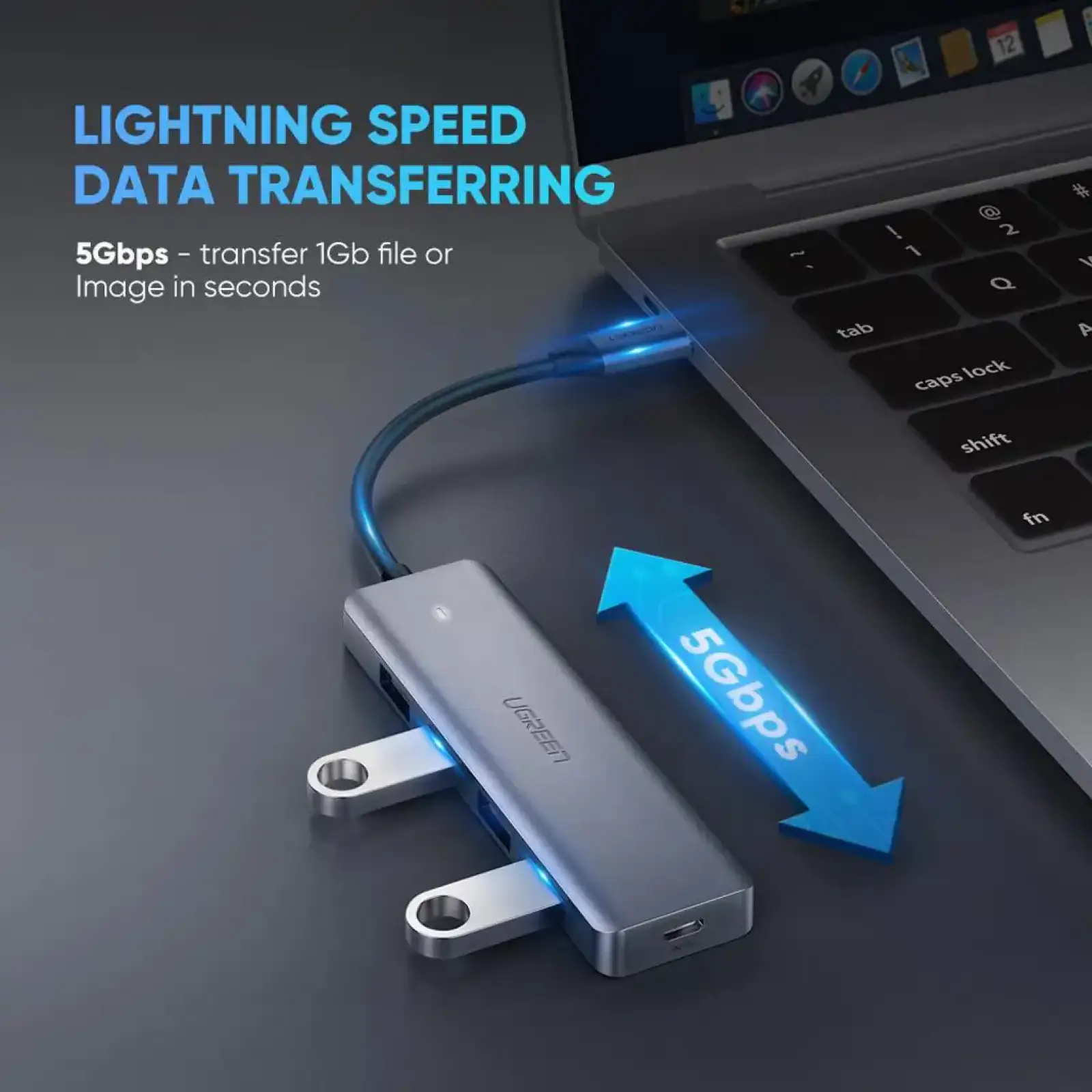 Хаб USB 3.1 Type-C -> 4xUSB 3.0 Grey CM219 Ugreen (70336) UA