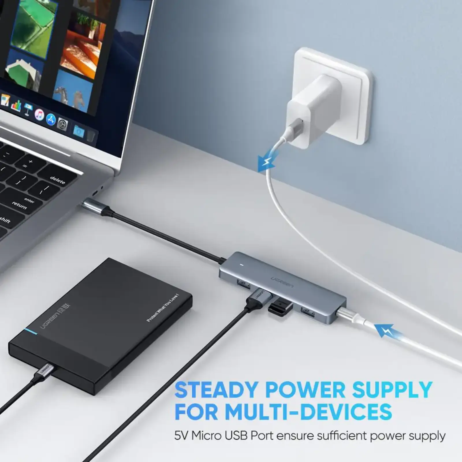 Хаб USB 3.1 Type-C -> 4xUSB 3.0 Grey CM219 Ugreen (70336) UA