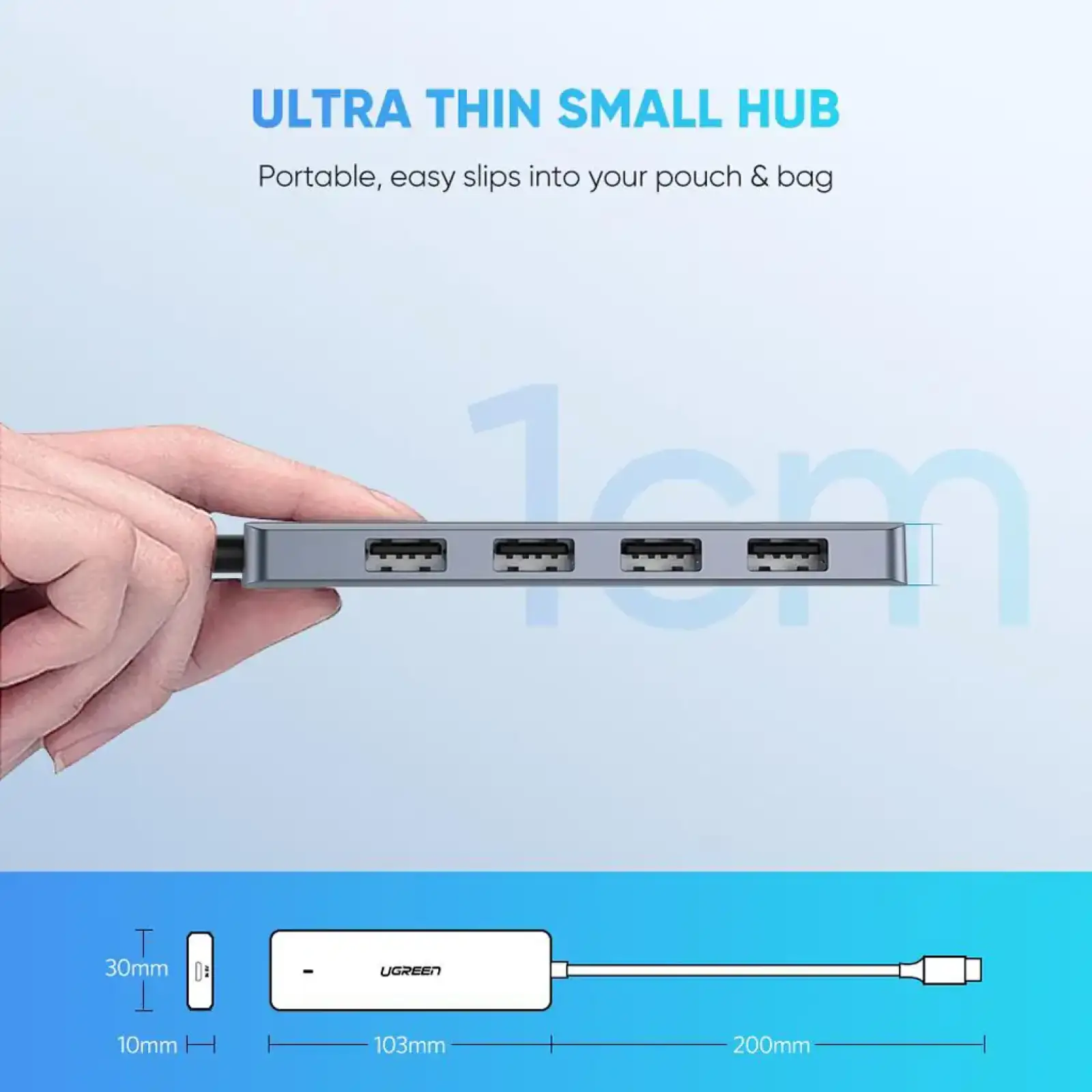 Хаб USB 3.1 Type-C -> 4xUSB 3.0 Grey CM219 Ugreen (70336) UA