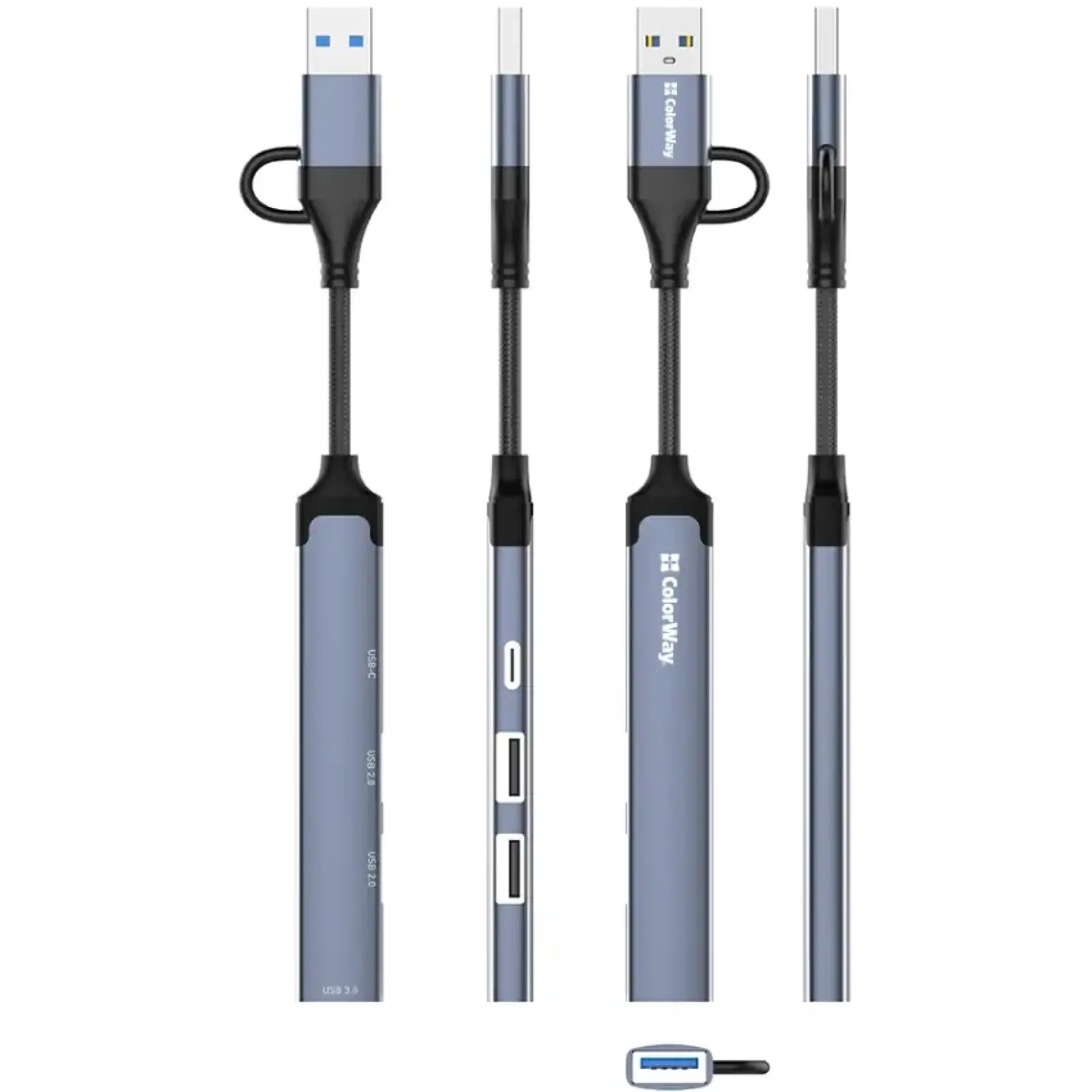 Хаб USB СolorWay USB-A/USB-C 4-в-1 USB2.0х2/USB3.0/USB-C2.0 (CW-HUB06) UA