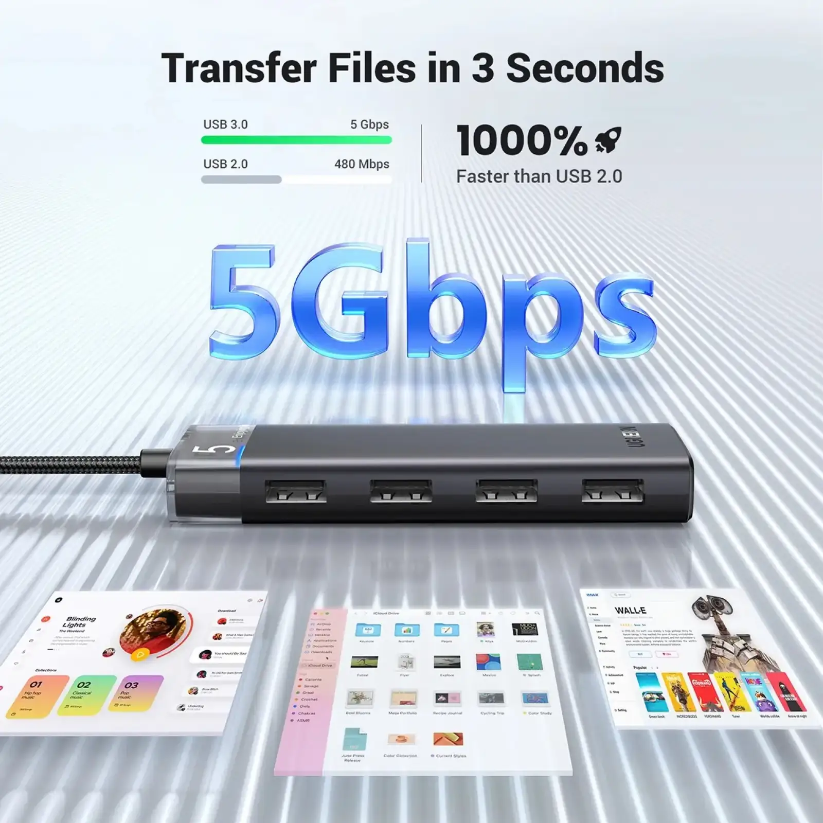 Хаб USB 3.0 -> 4хUSB-A 3.2 Gen1 10Gbps Black CM219 Ugreen (15548) UA