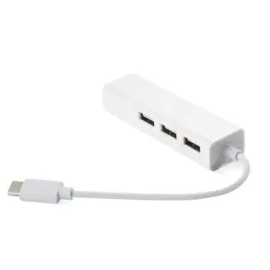 Хаб USB 2.0 Type-C -> 3xUSB 2.0 + RJ45 Fast Ethernet White (S0742) UA