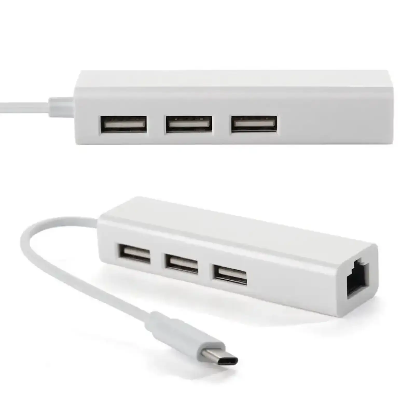 Хаб USB 2.0 Type-C -> 3xUSB 2.0 + RJ45 Fast Ethernet White (S0742) UA