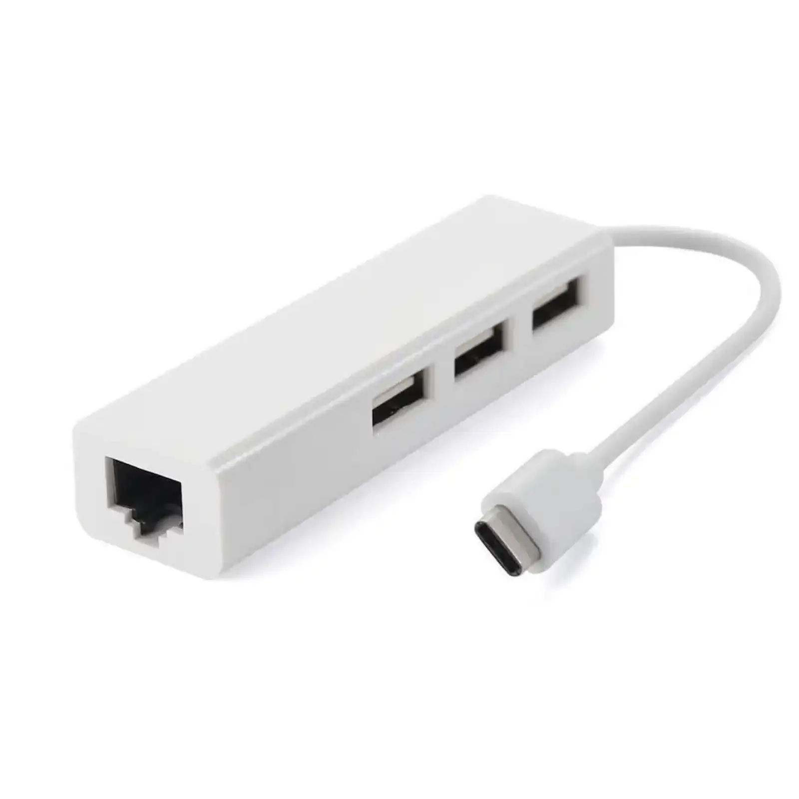 Хаб USB 2.0 Type-C -> 3xUSB 2.0 + RJ45 Fast Ethernet White (S0742) UA