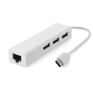 Хаб USB 2.0 Type-C -> 3xUSB 2.0 + RJ45 Fast Ethernet White (S0742) UA