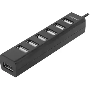 Хаб USB 2.0 -> 7xUSB 2.0 passive, Black Defender (83203) UA
