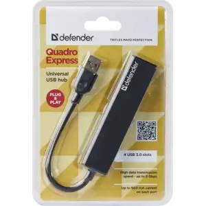 Хаб USB 3.0 -> 4xUSB 3.0 Black Defender (83204) UA