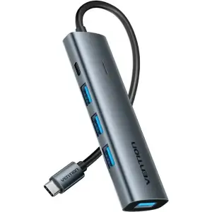 Хаб USB 3.0 Type-C -> 4xUSB 3.0/1xUSB-C, 5Gbps, Black Vention (TGZHB) UA