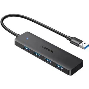 Хаб USB 3.0 -> 4хUSB 3.0 Hub 0,15 м кабель Space Gray CM219 Ugreen (25851) UA
