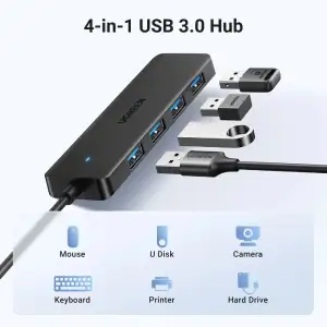 Хаб USB 3.0 -> 4хUSB 3.0 Hub 0,15 м кабель Space Gray CM219 Ugreen (25851) UA
