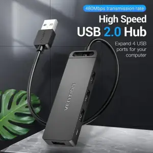 Хаб USB 2.0 -> 4xUSB 2.0, 0.15м, Black Vention (CHMBB) UA