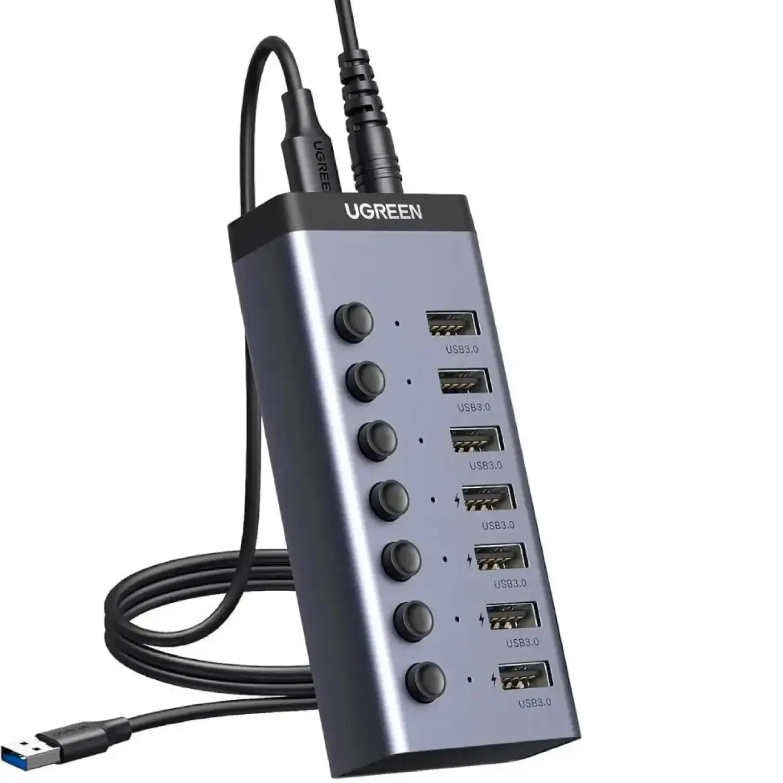 Хаб USB 3.0 -> USB to 7xUSB 3.0 з додатковим живленням Type-C 12V 2A CM481 Ugreen (90307) UA